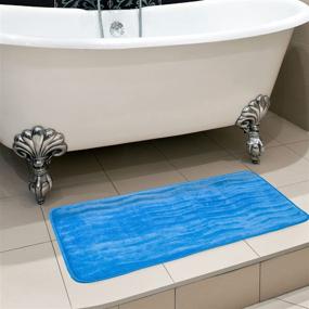img 3 attached to 🛀 Lavish Home Blue Microfiber Memory Foam Bathmat: Oversized Nonslip Rug for Bathroom, Kitchen & Laundry Room - Wave Pattern, 59" x 24