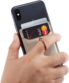 img 2 attached to 📱 ACRSIKR Card Holder: Stylish RFID Blocking Cell Phone Credit Wallet with Ring Pocket - Stick on iPhone