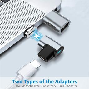 img 3 attached to Enhanced USB C Magnetic Adapter and Type C to USB Connector– 2-Pack, 100W Quick Charge with Right Angle Support and Faster Data Transfer - Compatible with MacBook Pro/Air/Type C Devices