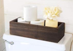 img 3 attached to Yellow Wood Bathroom Decor Box with Toilet Paper Holder, Storage Basket, Mason Jar, and Flower - Funny Farmhouse Rustic Home Decor for Bathroom, Kitchen, Table Countertop