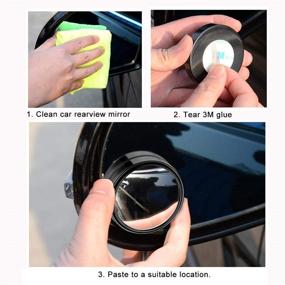 img 2 attached to 🚗 Enhance Road Safety with 2PCS Mini Small Blind Spot Mirrors, 1.57'' Round HD Glass Convex Rear View Mirrors for Cars, Vans, SUVs, and Trucks. (Black Frame)