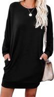 luckymore women's long sleeve crewneck sweatshirt tunic tops: trendy casual dress with pockets logo