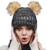 furtalk cute winter beanie hats: stylish warm knit hats for women and girls with double faux fur pom poms logo