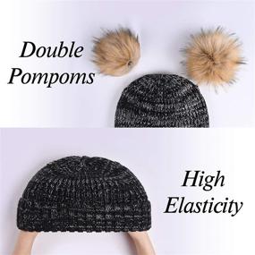 img 2 attached to FURTALK Cute Winter Beanie Hats: Stylish Warm Knit Hats for Women and Girls with Double Faux Fur Pom Poms