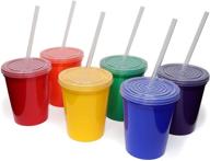 reusable plastic stadium rainbow cups with lids, 16oz, 6 pack - rolling sands usa-made tumblers with straws and dishwasher safe logo