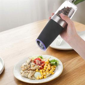 img 2 attached to 🔋 Gravity Pepper and Salt Mill VECH - Battery Powered with Blue LED Light, Electric Salt and Pepper Grinder with Adjustable Coarseness Ceramic Rotor, Automatic Operation, Brushed Stainless Steel