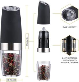 img 3 attached to 🔋 Gravity Pepper and Salt Mill VECH - Battery Powered with Blue LED Light, Electric Salt and Pepper Grinder with Adjustable Coarseness Ceramic Rotor, Automatic Operation, Brushed Stainless Steel