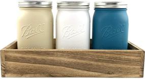 img 3 attached to 🏡 Farmhouse-inspired Large Mason Jar Utensil Holder - Handcrafted Chalk Painted Caddy Set with Rustic Wood Tray for Kitchen Decor - Ideal for Cooking Utensils, Countertops, and Silverware