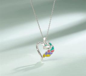 img 2 attached to FANCIME Sterling Silver Unicorn Necklace: Embrace Your Magical Side with this Colorful Rainbow Pendant! Perfect for Best Friends, Heart & Moon Design - 16+2 inches Extender Included