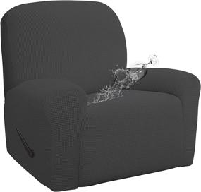 img 4 attached to 💦 Waterproof Recliner Cover - Easy-Going Dual Couch Cover, 1-Piece Jacquard Slipcover for Recliners, Leakproof Sofa Protector for Kids, Pets, Dogs, and Cats (Dark Gray, 100% Waterproof)