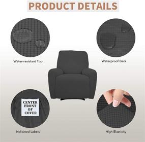 img 2 attached to 💦 Waterproof Recliner Cover - Easy-Going Dual Couch Cover, 1-Piece Jacquard Slipcover for Recliners, Leakproof Sofa Protector for Kids, Pets, Dogs, and Cats (Dark Gray, 100% Waterproof)