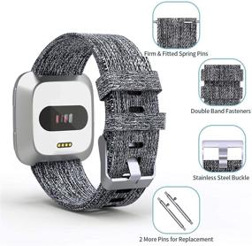 img 1 attached to 📿 Набор браслетов Welltin для Fitbit Versa/Fitbit Versa 2 / Fitbit Versa Lite - женщины мужчины, дышащий тканевый ремешок, регулируемый запасной браслет для умных часов Versa.