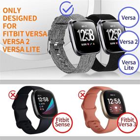 img 2 attached to 📿 Набор браслетов Welltin для Fitbit Versa/Fitbit Versa 2 / Fitbit Versa Lite - женщины мужчины, дышащий тканевый ремешок, регулируемый запасной браслет для умных часов Versa.