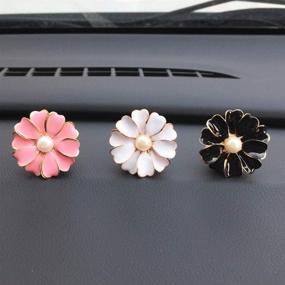 img 1 attached to 🌼 Daisy Flowers Car Air Freshener 2-Pack with Bling Pearl Air Vent Clips - Automotive Interior Decorations and Gift for Car Lovers (Black)