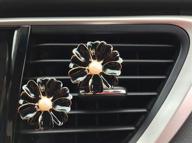 🌼 daisy flowers car air freshener 2-pack with bling pearl air vent clips - automotive interior decorations and gift for car lovers (black) logo
