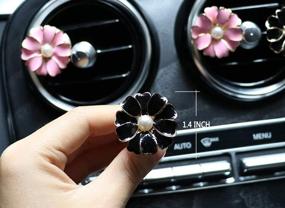 img 3 attached to 🌼 Daisy Flowers Car Air Freshener 2-Pack with Bling Pearl Air Vent Clips - Automotive Interior Decorations and Gift for Car Lovers (Black)