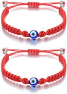 💫 tarsus adjustable bracelet - big evil eye kabbalah red string amulet nazar for family, couples, best friends - women, men, girls logo