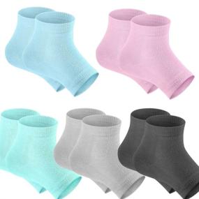 img 4 attached to 🧦 Selizo Moisturizing Gel Heel Socks - 5 Pairs of Open Toe Socks for Dry, Cracked Heels (5 Colors)