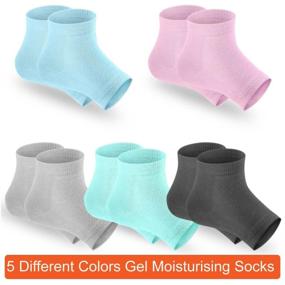 img 3 attached to 🧦 Selizo Moisturizing Gel Heel Socks - 5 Pairs of Open Toe Socks for Dry, Cracked Heels (5 Colors)