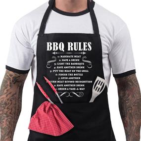 img 4 attached to Apron Funny Aprons Rules Barbecue