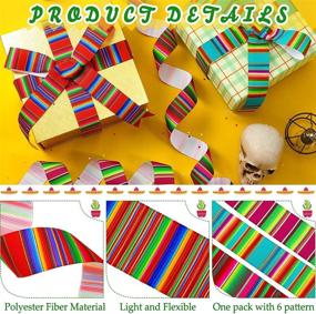 img 2 attached to 🎉 Mexican Serape Ribbon - 6 Pieces Fiesta Ribbon with Rainbow Stripes - Colorful Grosgrain Ribbon for DIY Wrapping Crafts, Fall Crafts Decoration, Party Decoration - 1 Inch x 5 Yards