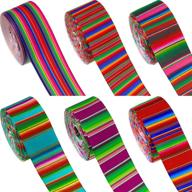 🎉 mexican serape ribbon - 6 pieces fiesta ribbon with rainbow stripes - colorful grosgrain ribbon for diy wrapping crafts, fall crafts decoration, party decoration - 1 inch x 5 yards logo