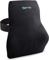 vertteo full lumbar black support - premium high back pillow for office desk chair and car seat - ergonomic memory foam cushion relieving lower back pain, sciatica, couch, and sofa reading comfort logo