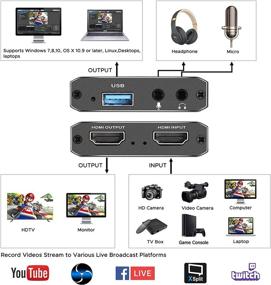 img 3 attached to 🎥 VMKLY HDMI Capture Card, 1080P 60FPS Video Recorder with Mic Input & Audio Output and 4K HD Loop-Out, Compatible with Nintendo Switch/PS4/DSLR/OBS - AV Conversion Device