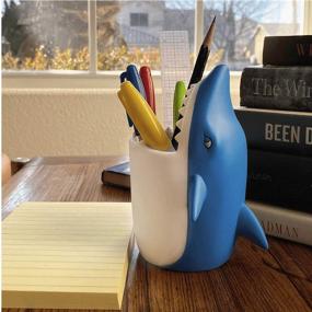 img 2 attached to 🦈 Lily's Home Fun Kids Animal Toothbrush Holder: Shark-shaped Bathroom Organizer and Pencil Cup