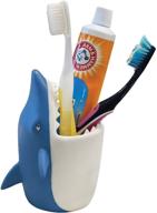 🦈 lily's home fun kids animal toothbrush holder: shark-shaped bathroom organizer and pencil cup logo