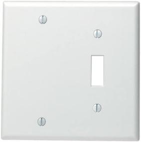 img 4 attached to Leviton 88006 2-Gang Combination Wallplate – 1-Toggle & 1-Blank – Standard Size – Thermoset – Box Mount – White