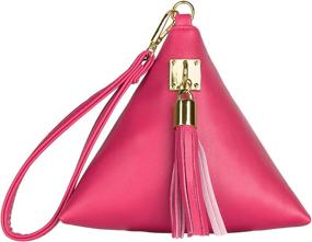 img 4 attached to Leather Clutch Wallet Triangle Wristlet Women's Handbags & Wallets