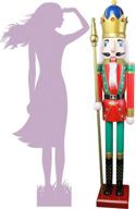 🎅 life-size large red christmas wooden nutcracker king ornament - 60" height, golden scepter, indoor/outdoor xmas decor for events, commercial ceremonies logo