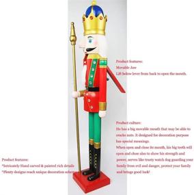 img 3 attached to 🎅 Life-Size Large Red Christmas Wooden Nutcracker King Ornament - 60" Height, Golden Scepter, Indoor/Outdoor Xmas Decor for Events, Commercial Ceremonies