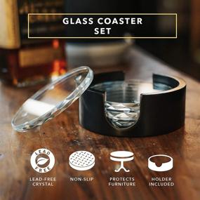 img 3 attached to Dragon Glassware Diamond Coasters: Elegant Barware for Drink Lovers, Tabletop Protection, Set of 4 with Stylish Holder