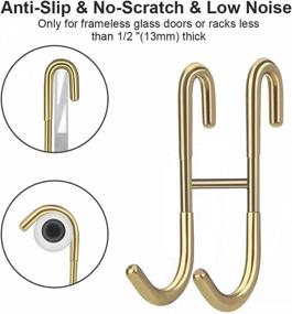 img 2 attached to 🚿 Haitis 2 Pack Over Shower Glass Door Hook: Gold-Plated Stainless Steel Rack for Bathing Suits, Robes, Towels, and more!