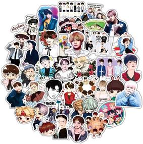 img 4 attached to 🌈 Colorful BTS Sticker Set: 50Pcs Vinyl Decals for Car, Motorcycle, Laptop & More!
