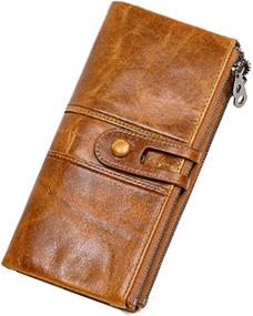 img 4 attached to Genuine Leather Women's Wallet with Checkbook - Stylish Handbags and Wallets for Women