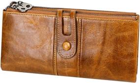 img 3 attached to Genuine Leather Women's Wallet with Checkbook - Stylish Handbags and Wallets for Women