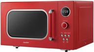 🍔 comfee cm-m093ard retro microwave - 9 preset programs, fast multi-stage cooking, turntable reset function, kitchen timer, mute function, eco mode, led digital display, 0.9 cu.ft, 900w, red логотип