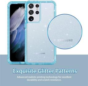 img 3 attached to 📱 Hekodonk Glitter TPU Bumper Case for Galaxy S21 Ultra 5G - Bling Blue: Hybrid Liquid Clear Crystal Design, Shockproof, Anti-Scratch Protective Cover