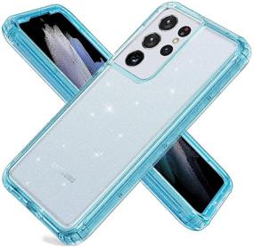 img 4 attached to 📱 Hekodonk Glitter TPU Bumper Case for Galaxy S21 Ultra 5G - Bling Blue: Hybrid Liquid Clear Crystal Design, Shockproof, Anti-Scratch Protective Cover