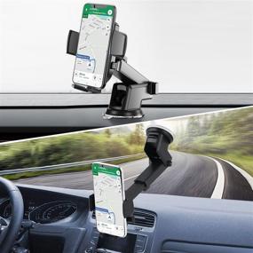 img 3 attached to 📱 360° Rotating Extendable Arm Car Smartphone Holder for Dashboard, Air Outlet & Windshield