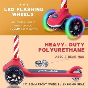 img 3 attached to SHUMI Kids Scooter Kick Toddler Scooter for Girls Boys Age 3-12 LED Light Up Wheels Height Adjustable Lean to Steer Extra-Wide Deck 3-Wheeled Scooter