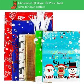 img 3 attached to 🎁 Премиум Смешанные рождественские подарочные мешки со шнурком - 30 шт., 4 размера: Идеально подходят для рождественских угощений, дней рождения и фестивалей
