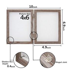 img 1 attached to 🖼️ CECIINION Grey Wood Photo Frame Shadow Box - Hinged Double Picture Frames for 4x6 Photos, Glass Front, Vertical Stand on Desk or Table Top