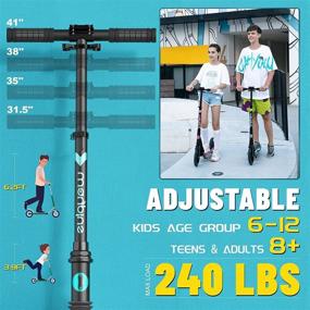 img 2 attached to 🛴 Foldable Lightweight Kick Scooter for Ages 8+, Teens, and Adults with Big Wheels - Supports up to 240 LBS. ABEC9, Max Shoe Size 15