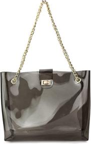 img 4 attached to 👜 Clear Chain Tote Handbag with Turn Lock | Multifunctional Womens Shoulder Bag
