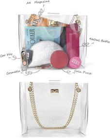 img 2 attached to 👜 Clear Chain Tote Handbag with Turn Lock | Multifunctional Womens Shoulder Bag