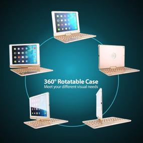 img 1 attached to 🔆 iEGrow F180 Gold Keyboard Case: 7 Colors Backlit, 360° Rotatable Cover for iPad 6th/iPad 5th Gen/Pro 9.7/Air 2/Air